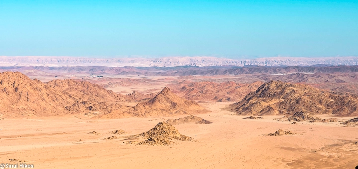View of the Blue Desert from Mount Umm Alawi in the Sinai Mountains.
