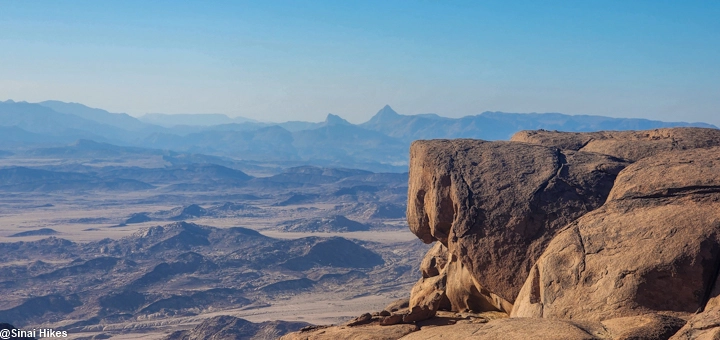 Scenic mountain landscape viewed from Mount El Banat in the Sinai Mountains.