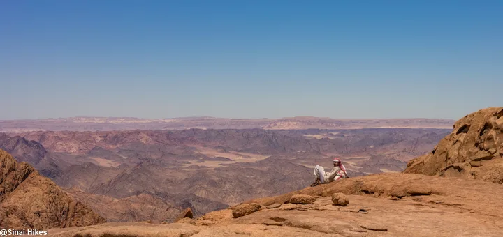 Bedouin guide resting during a trek on Mount Serbal in the Sinai Mountains.