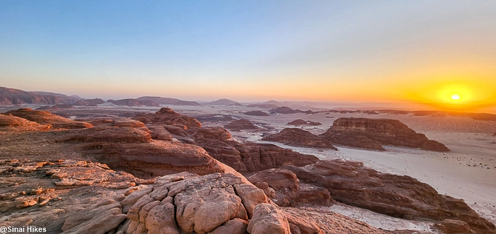 Sunrise over Sinai Desert Egypt seen from El-Matamir Mountains
