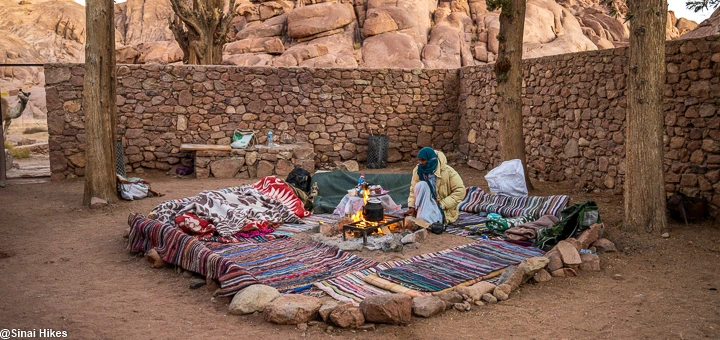 Bedouin guide by the campfire in the morning on a Mount Sinai trek